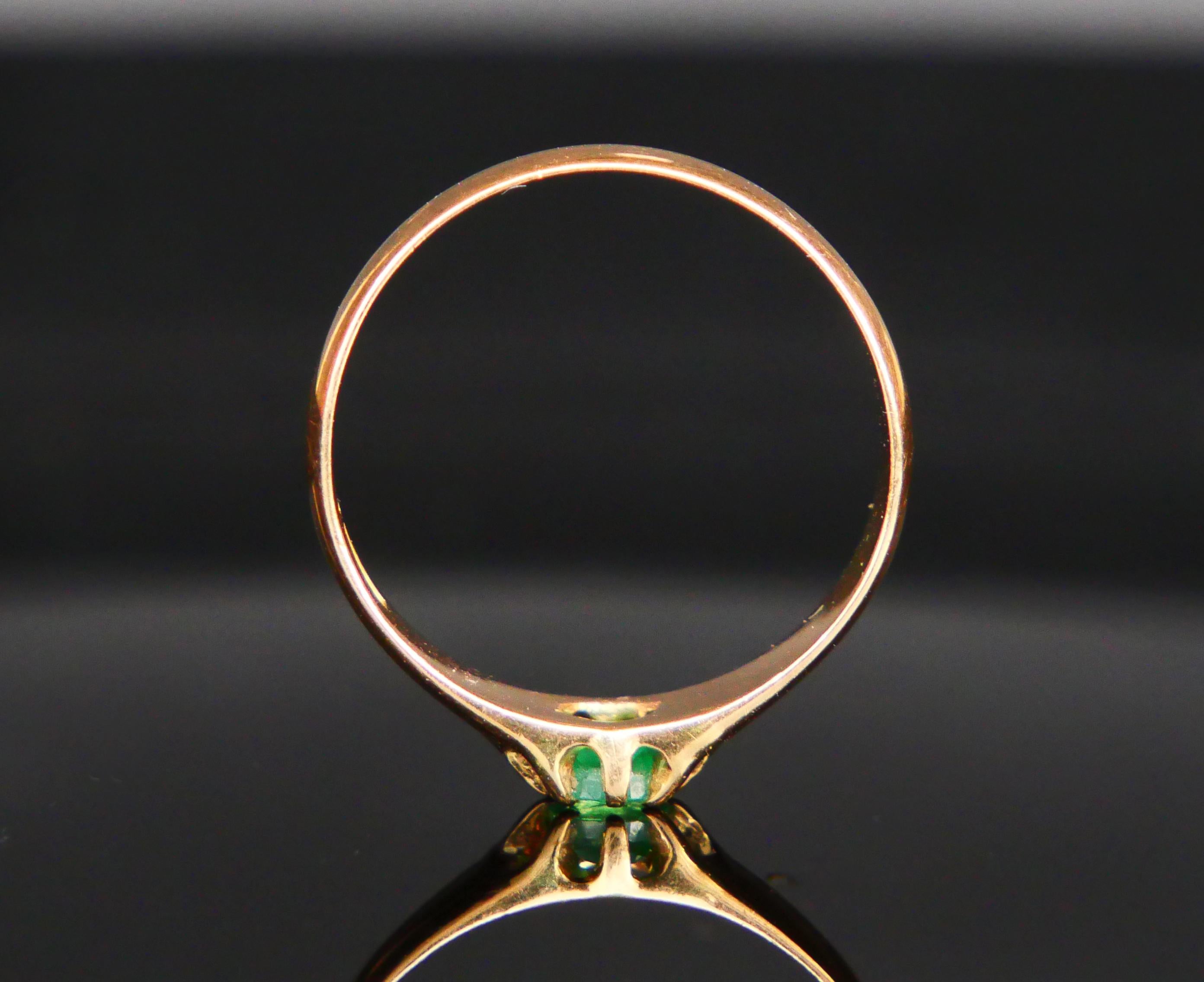 Women's 1914 Ring solitaire natural 0.3ct. Emerald solid 18K Gold ØUS 8.5 / 3.11gr For Sale