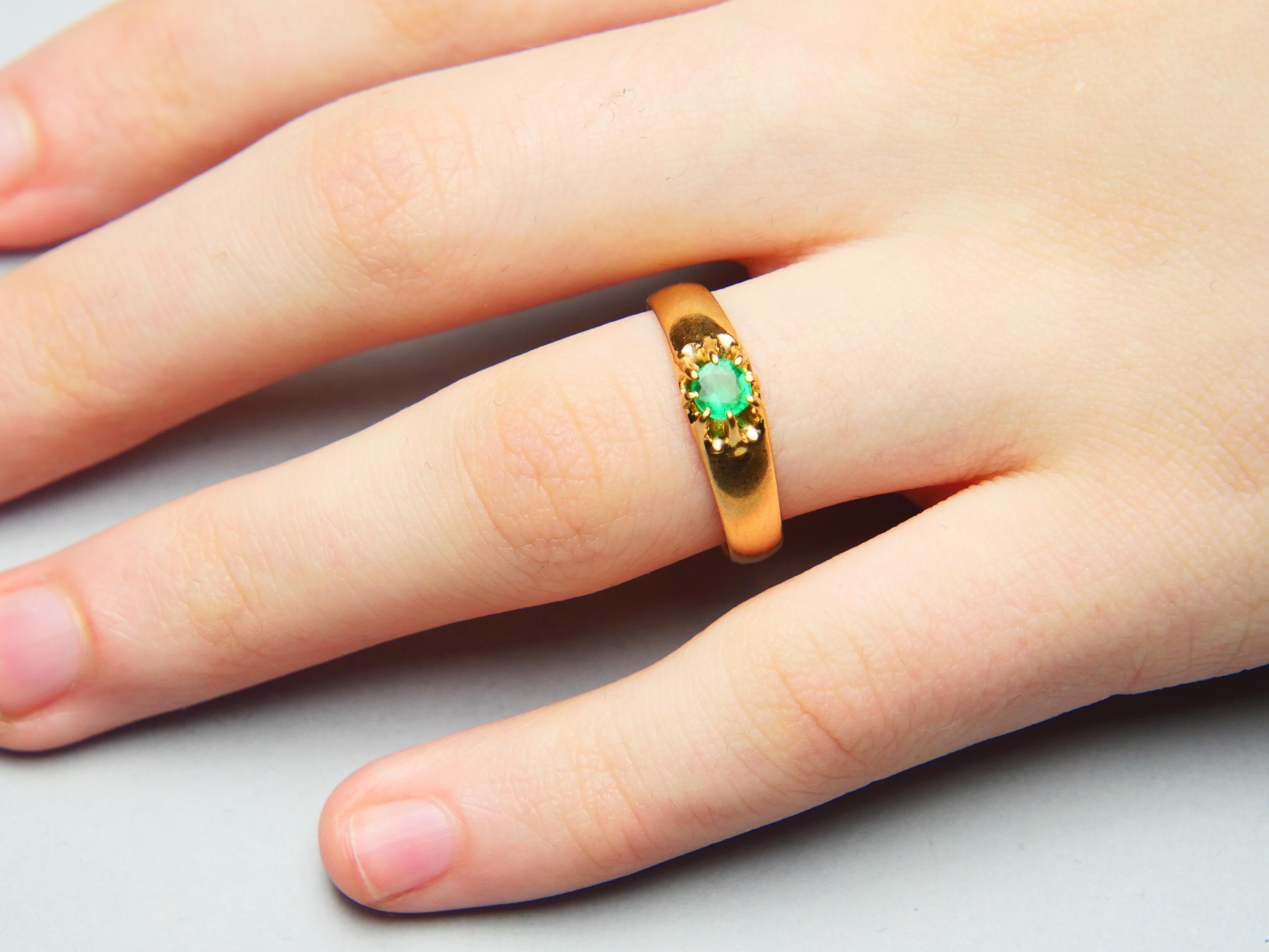 1914 Ring solitaire natural 0.3ct. Emerald solid 18K Gold ØUS 8.5 / 3.11gr For Sale 2