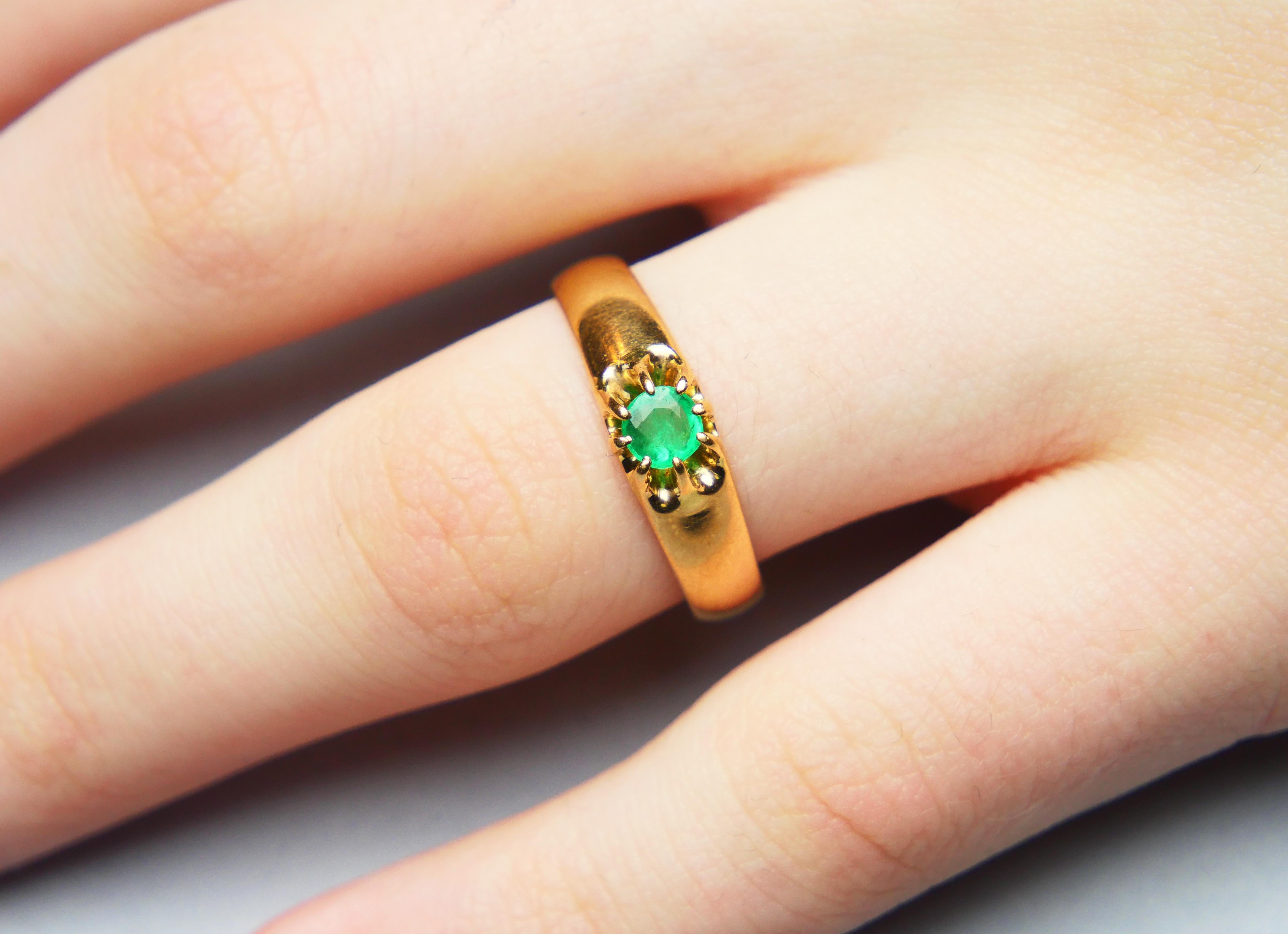 1914 Ring solitaire natural 0.3ct. Emerald solid 18K Gold ØUS 8.5 / 3.11gr For Sale 3