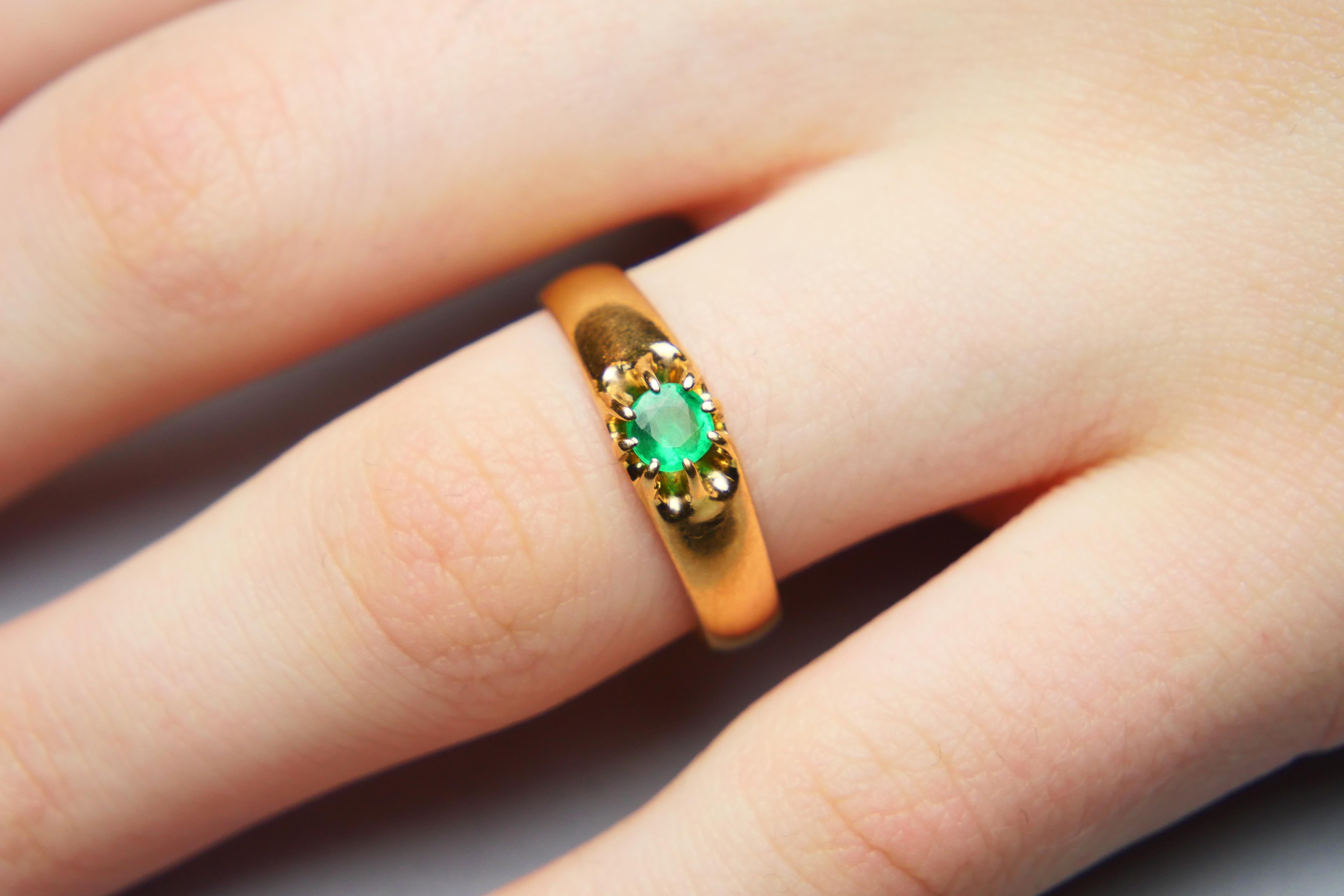1914 Ring solitaire natural 0.3ct. Emerald solid 18K Gold ØUS 8.5 / 3.11gr For Sale 4