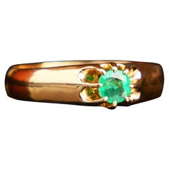 1914 Ring solitaire natural 0.3ct. Emerald solid 18K Gold ØUS 8.5 / 3.11gr