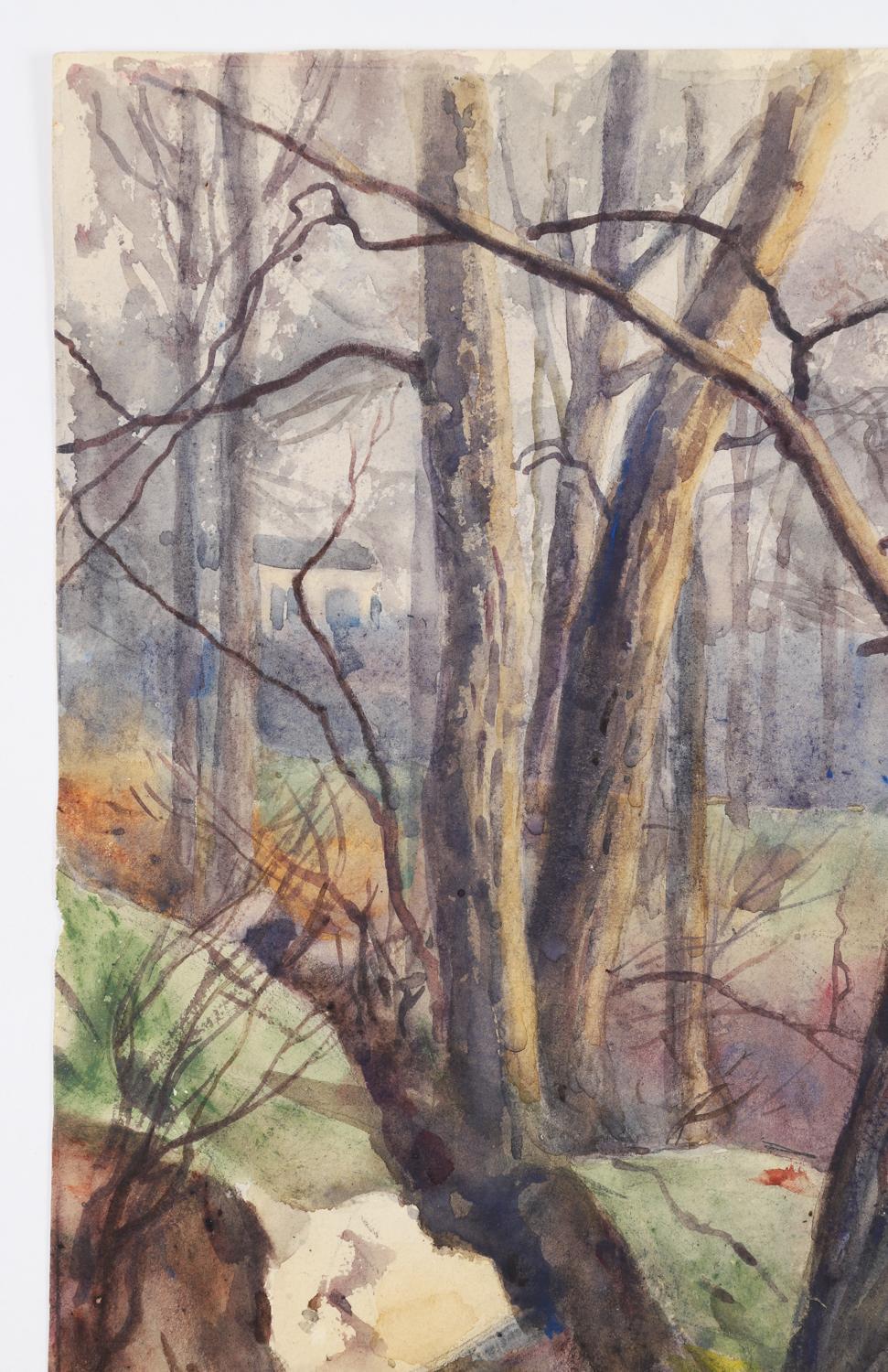 Paper 1914 Rocky Hillside Landscape Egbert Cadmus Watercolor Painting For Sale