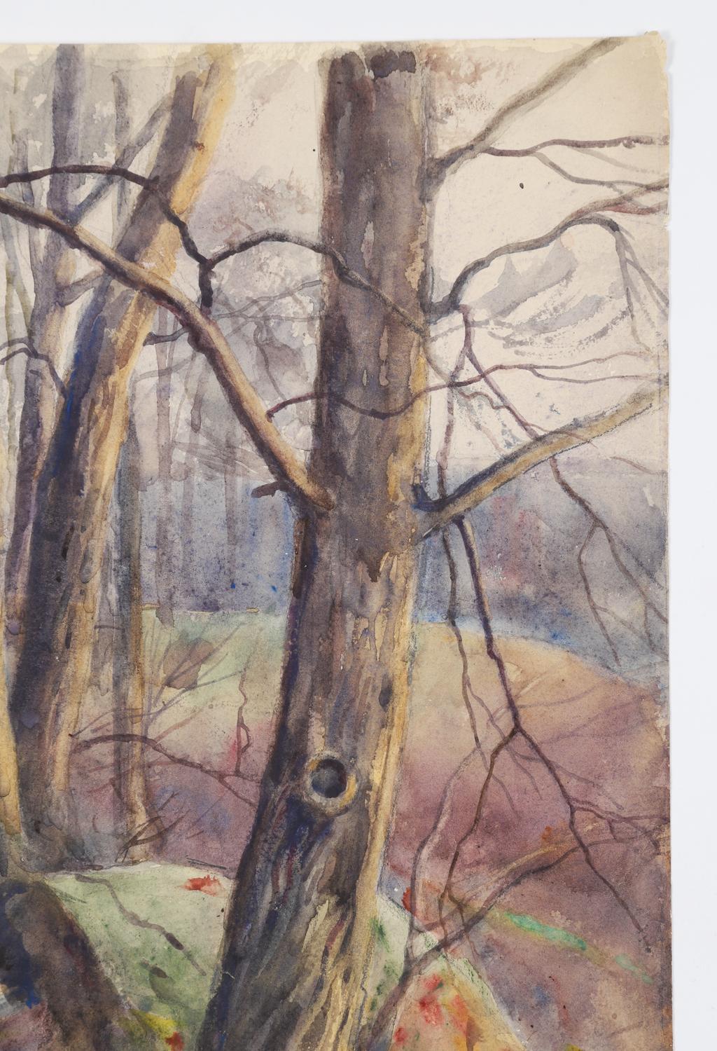 1914 Rocky Hillside Landscape Egbert Cadmus Watercolor Painting For Sale 1