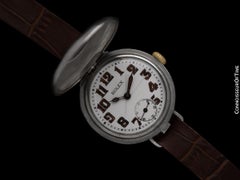 1914 ROLEX Rare Vintage Mens World War I Era Military Trench - Sterling Silver
