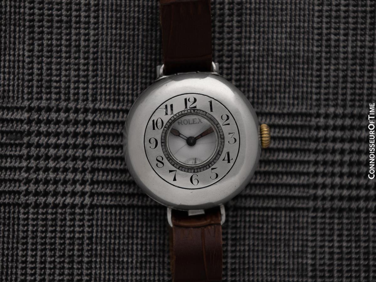 1914 ROLEX Rare Vintage Mens World War I Era Military Trench - Sterling Silver 5