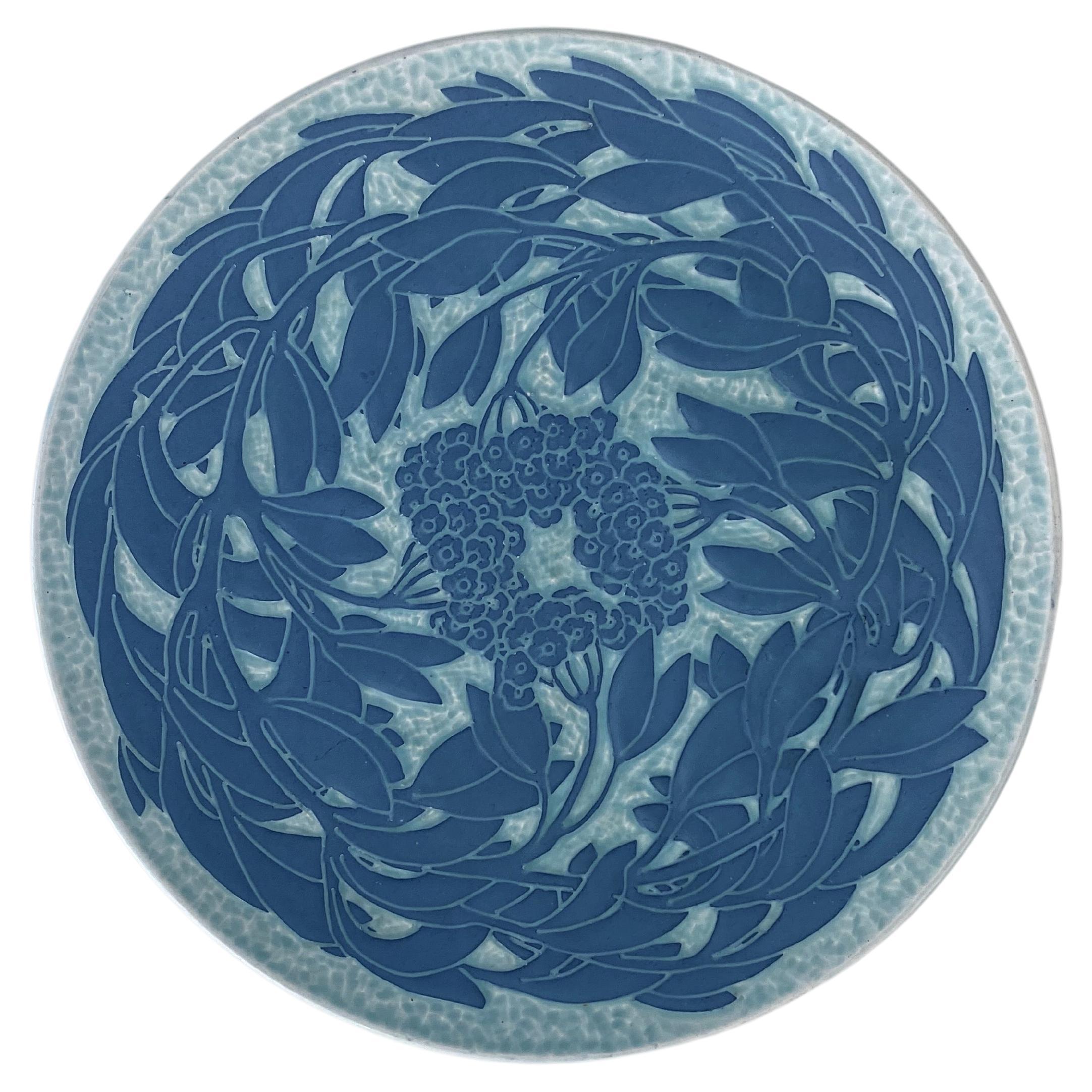 1914, Sgraffito Plate by Elsa Engström, Gustavsberg For Sale