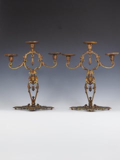 1914 The Edward N Riddle Co. Pair of Estofado Polychrome Candleabras