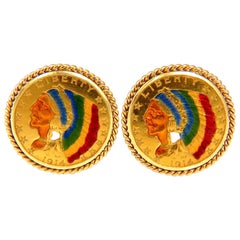 1914 'Two' BLP US Liberty Gold Coin Cufflinks Enamel Detail Rope Twist