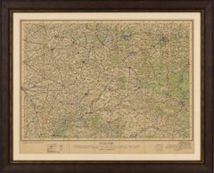 1914 WWI British War Office Map of Arras, Amiens and Reims, Edward Stanford