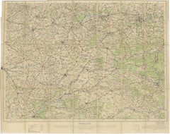 1914 WWI British War Office Map of Arras, Amiens and Reims, Edward Stanford