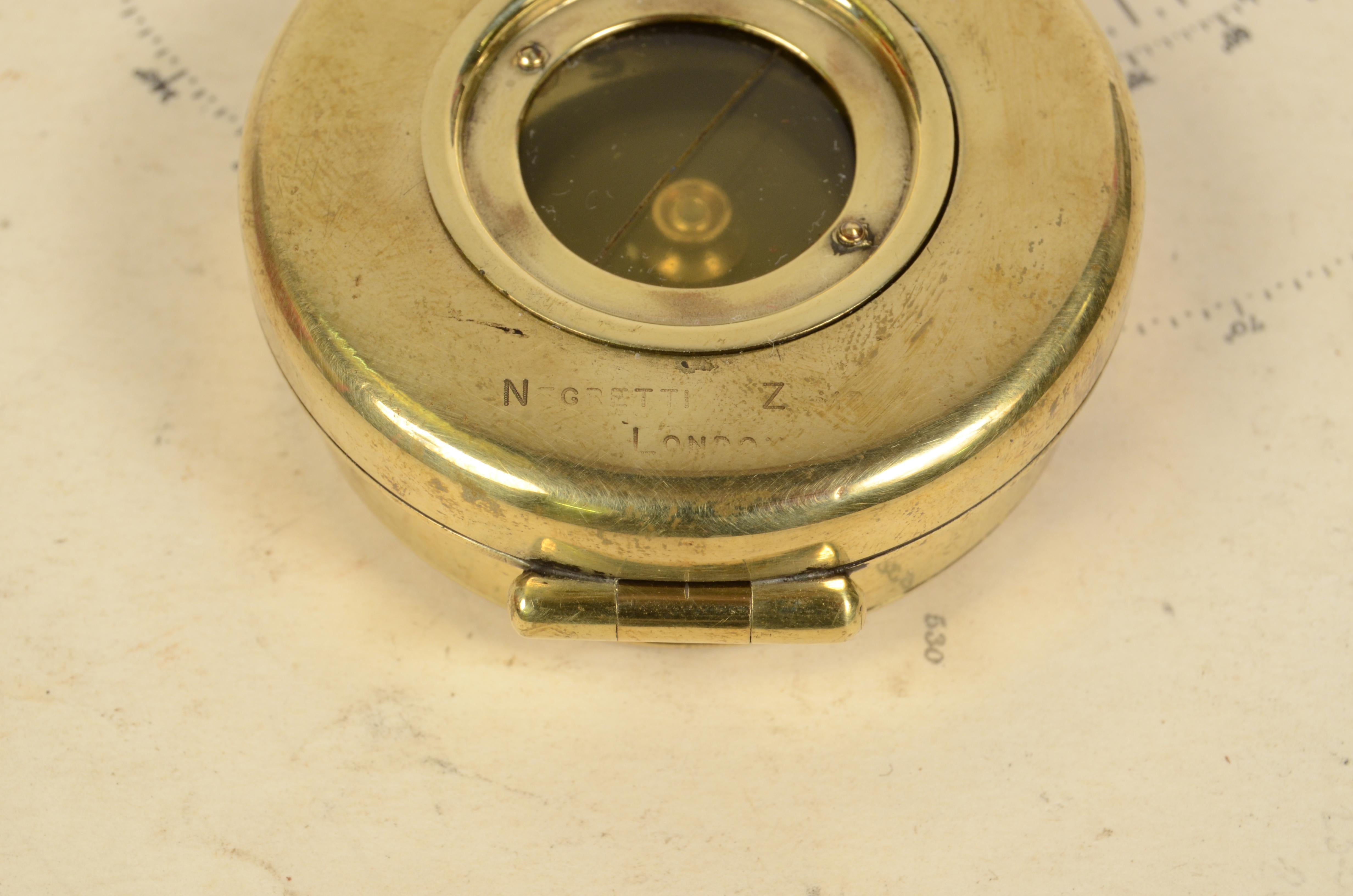 1914 Brass Survey Nautical Pocket Compass Signed Magnapole by Negretti & Zambra 4