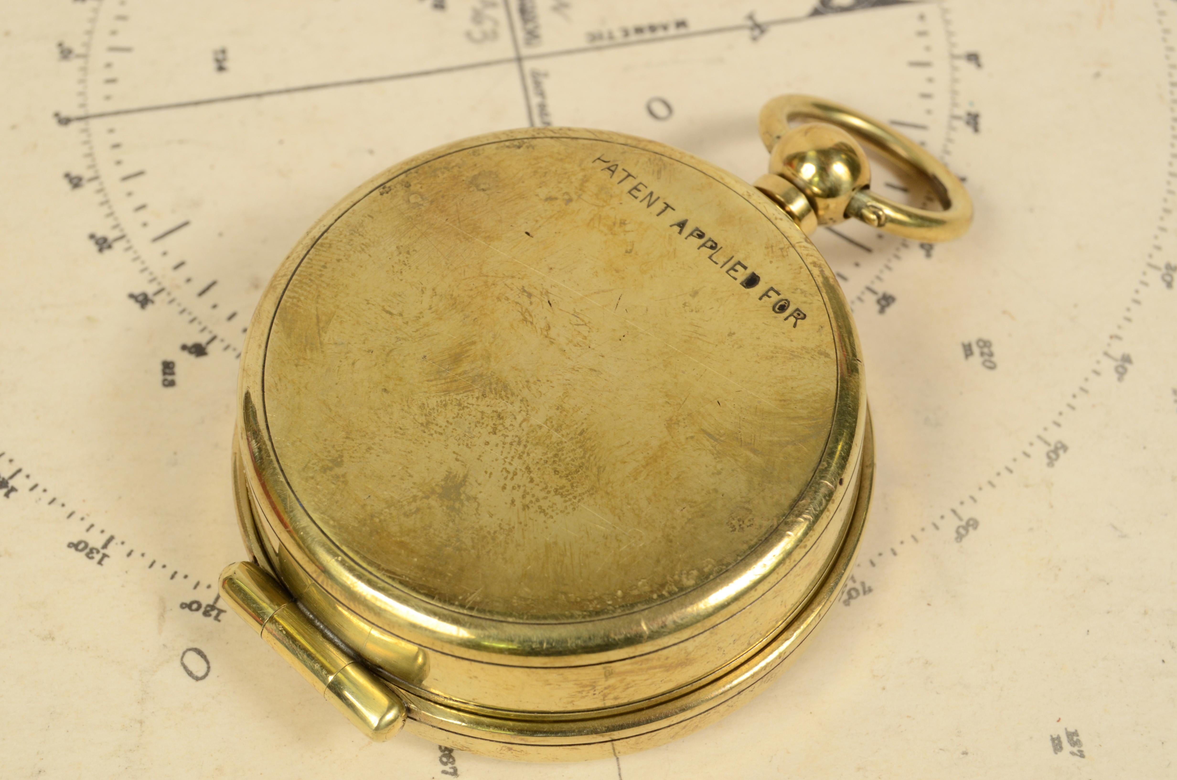 1914 Brass Survey Nautical Pocket Compass Signed Magnapole by Negretti & Zambra 1