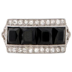 .25 carat diamond platinum ring 1915 .25 Carat Diamond and Onyx Platinum Ring