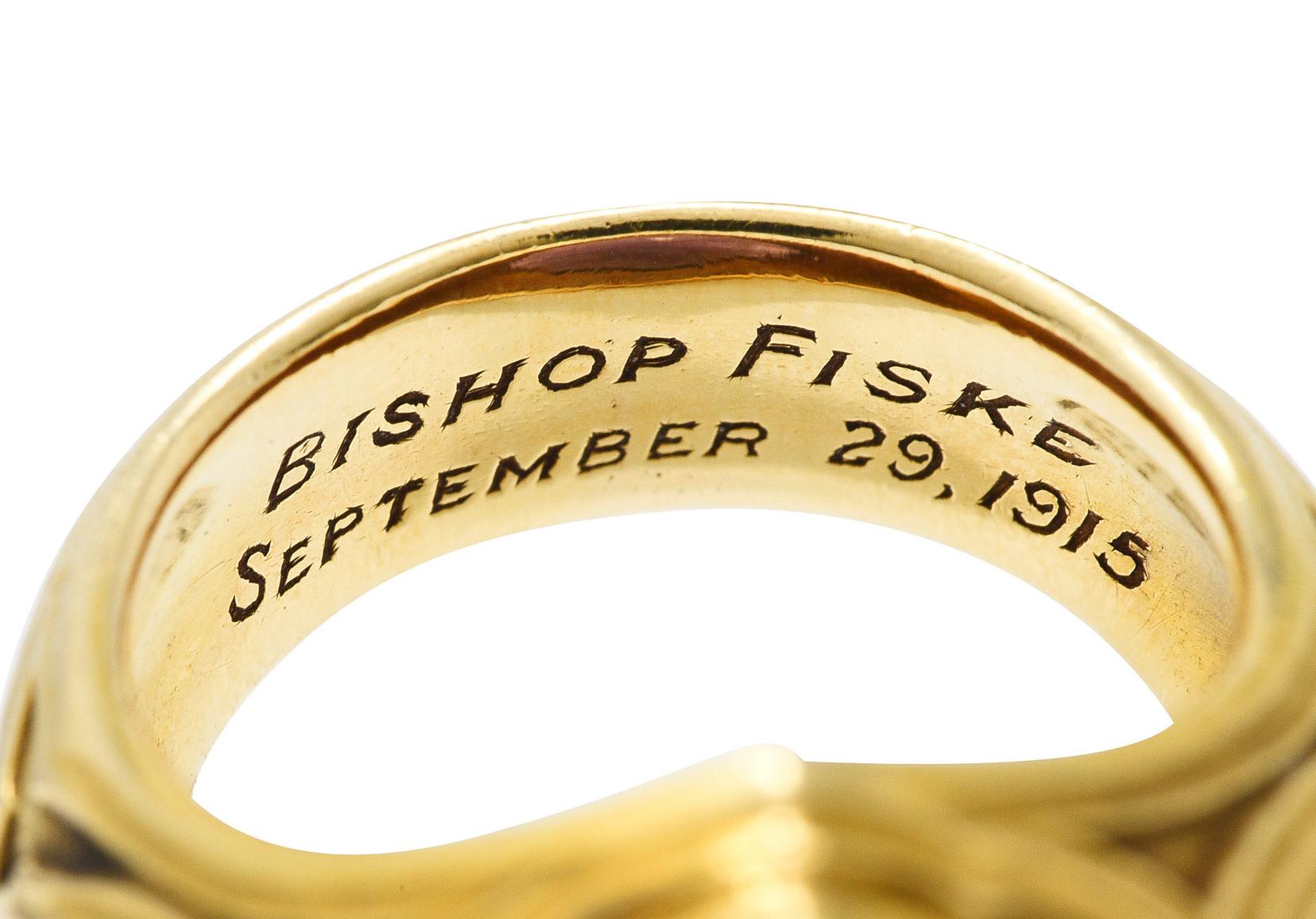 1915 Amethyst 18 Karat Yellow Gold Intaglio Ecclesiastical Antique Bishop's Ring 1