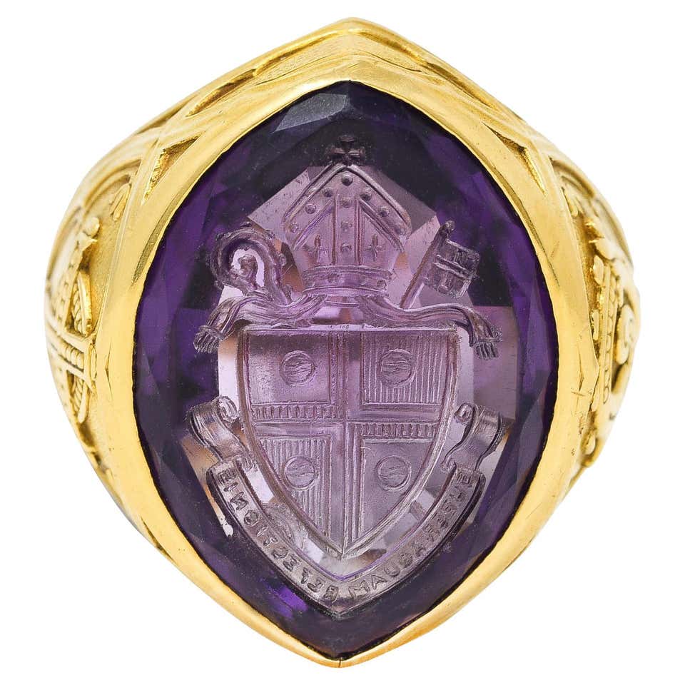 Italian Amethyst Gold Bishop's Ring at 1stDibs