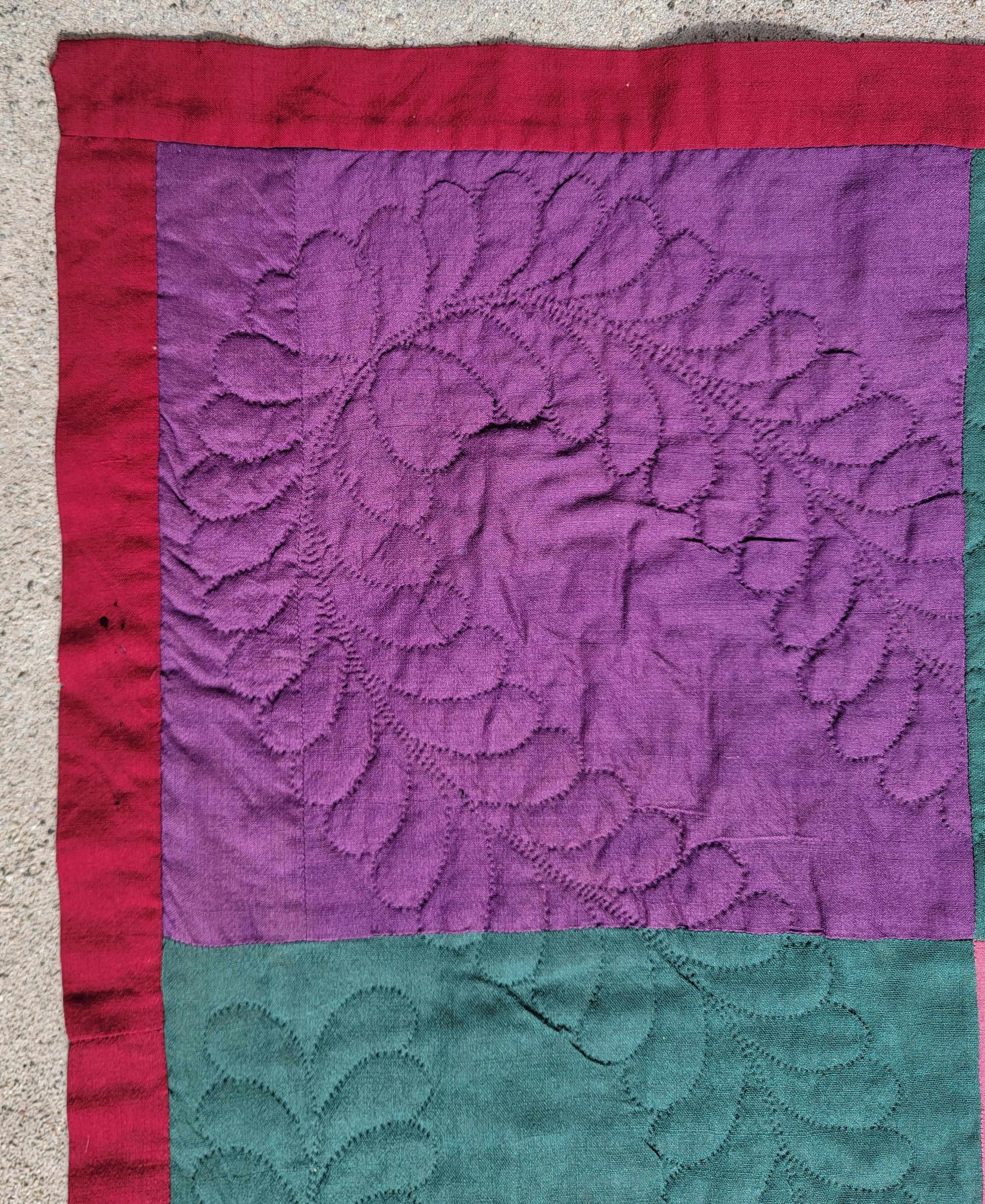 Country 1915 Amish Wool Diamond in a Square Quilt