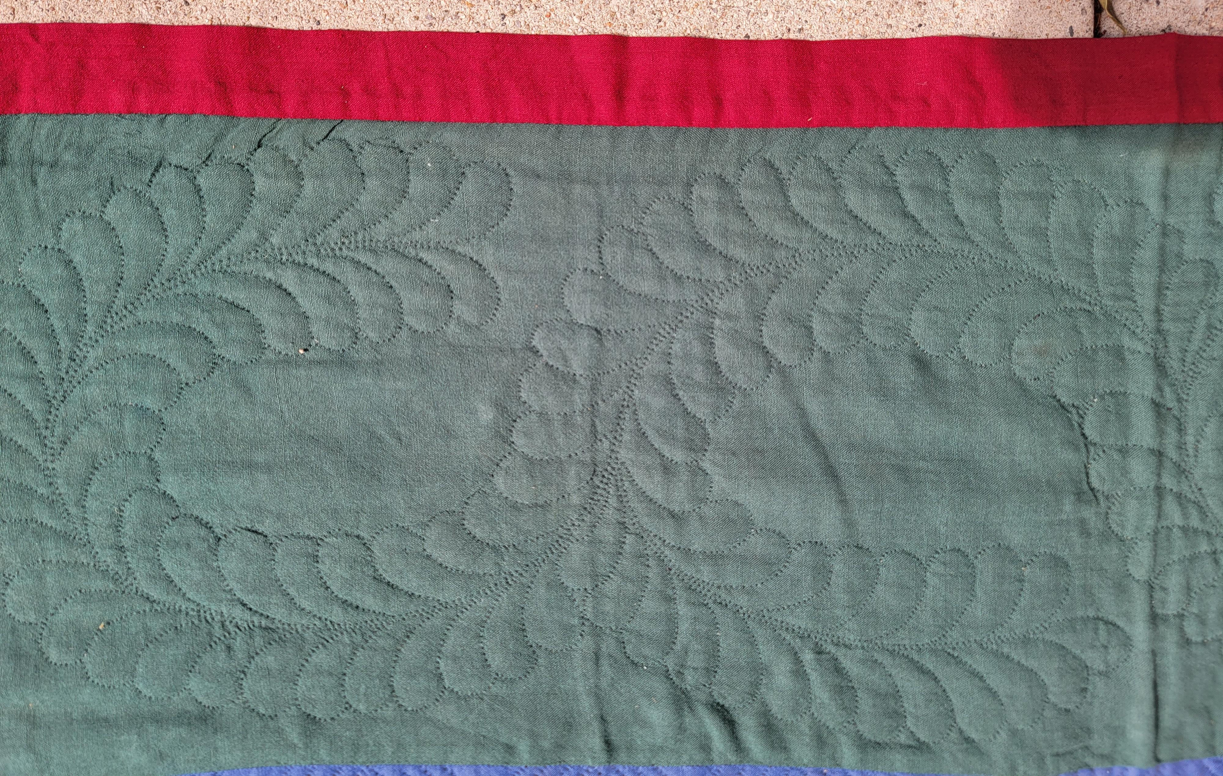 Early 20th Century 1915 Amish Wool Diamond in a Square Quilt