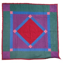 1915 Amish Wool Diamond in a Square Quilt