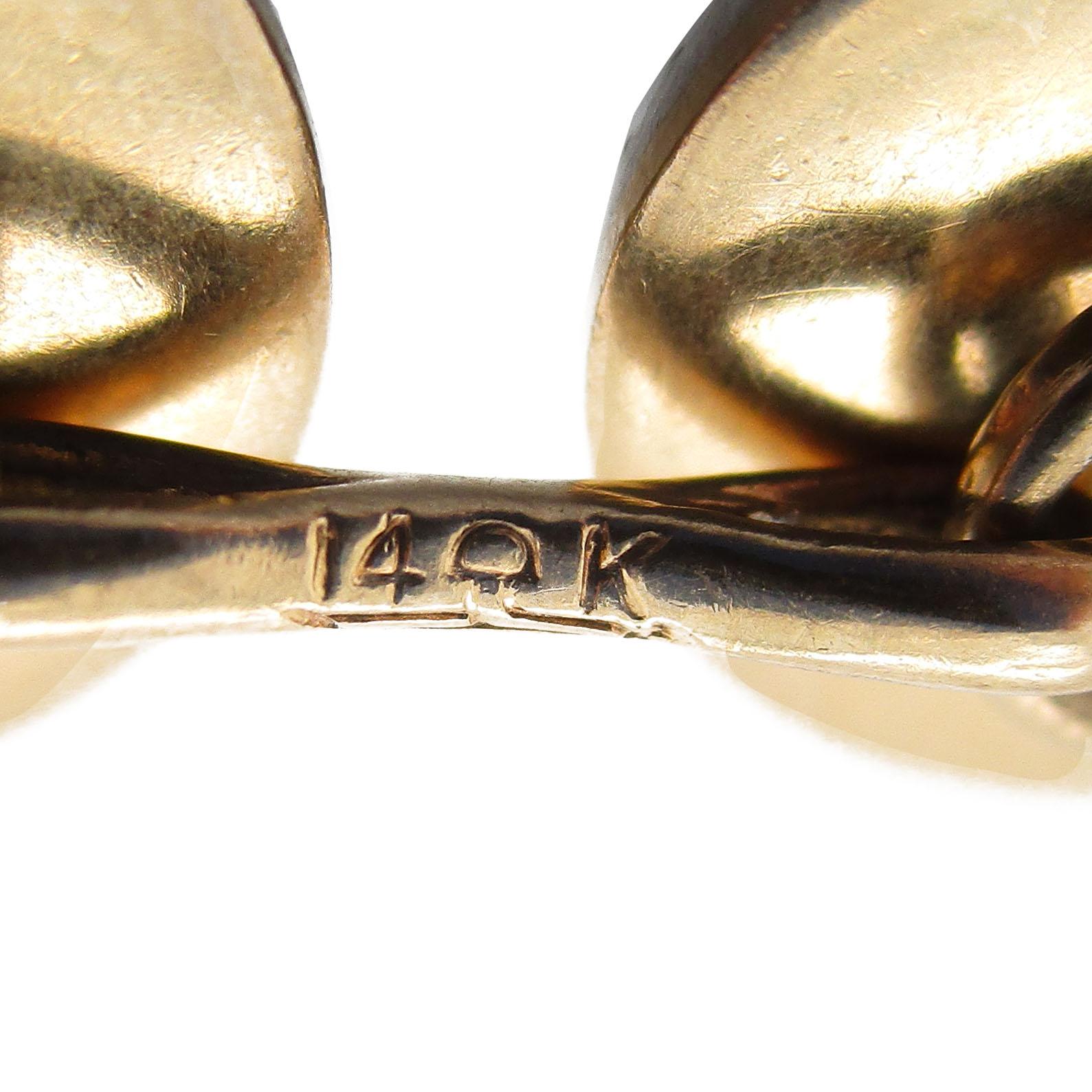 Men's 1915 Art Deco Platinum Over 14K Yellow Gold Lapis Cabochon Krementz Cufflinks