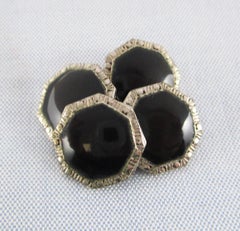1915 Art Deco Silver and Black Enamel 9 Piece White Tie Dress Set