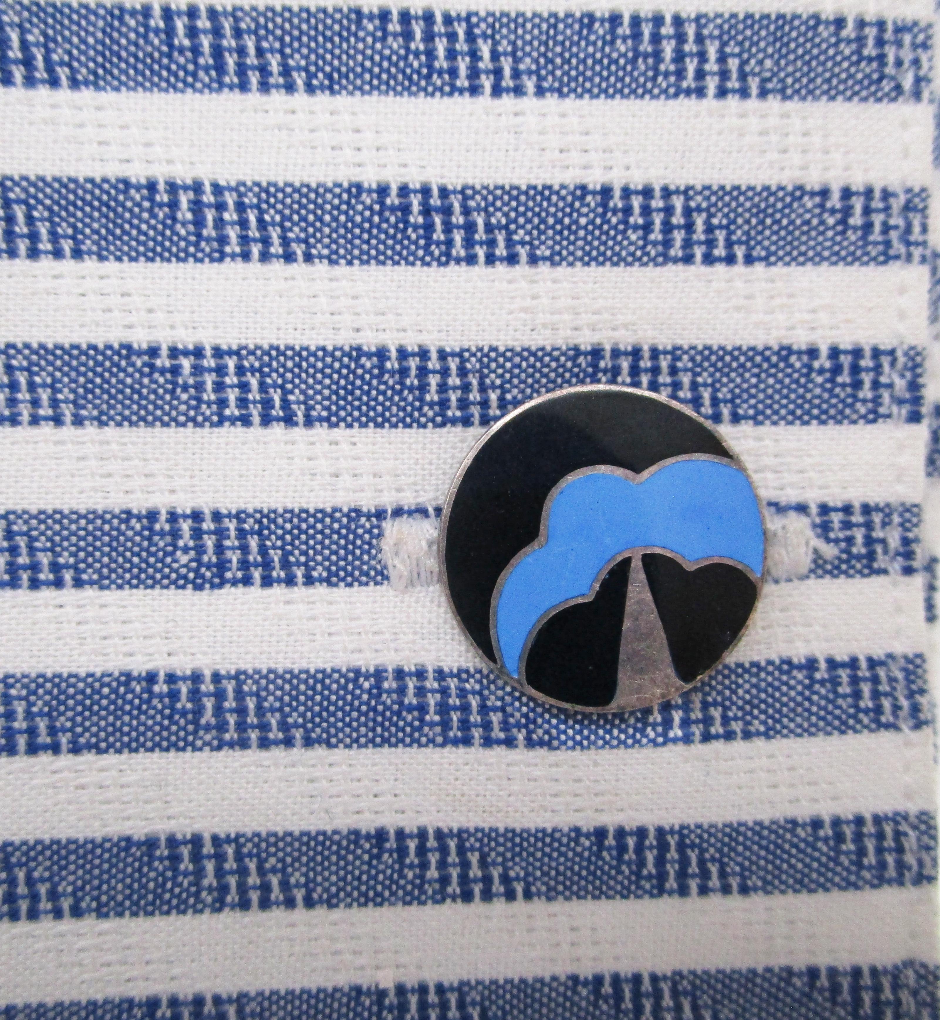 1915 Art Deco Sterling Silver Enamel Thundercloud Motif Cufflinks 2