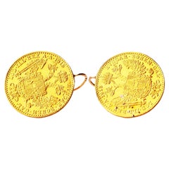 1915 Austrain Empire Earrings 2 Ducats Coins 23K/ 14K Gold / 7.8gr