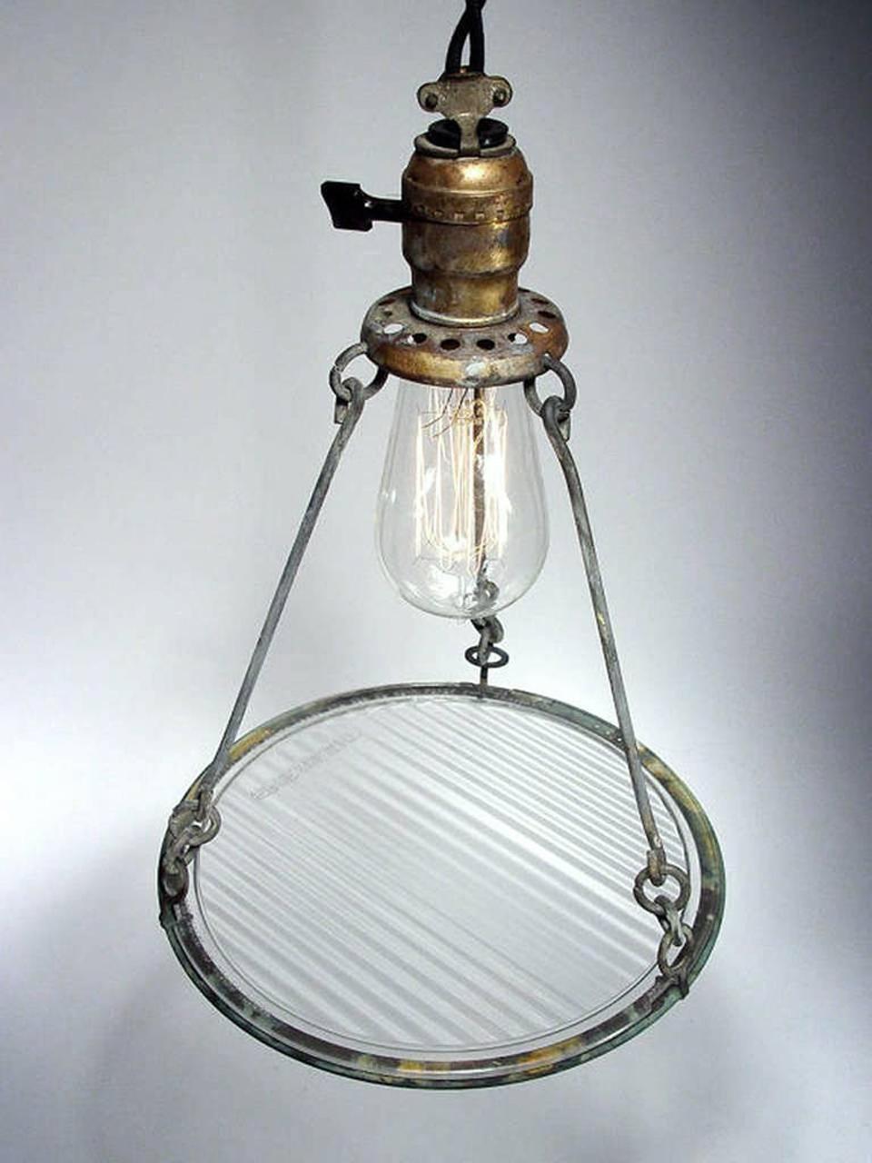 Industrial 1915 Automobile Headlight Lens Pendent