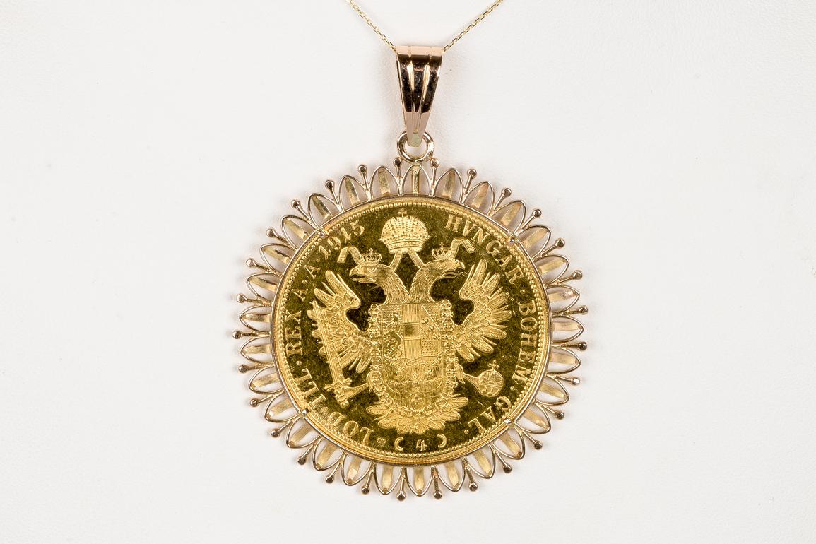 1915 Autricheinne Coin Pendant Necklace in 18K Gold 7