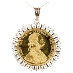 1915 Autricheinne Coin Pendant Necklace in 18K Gold