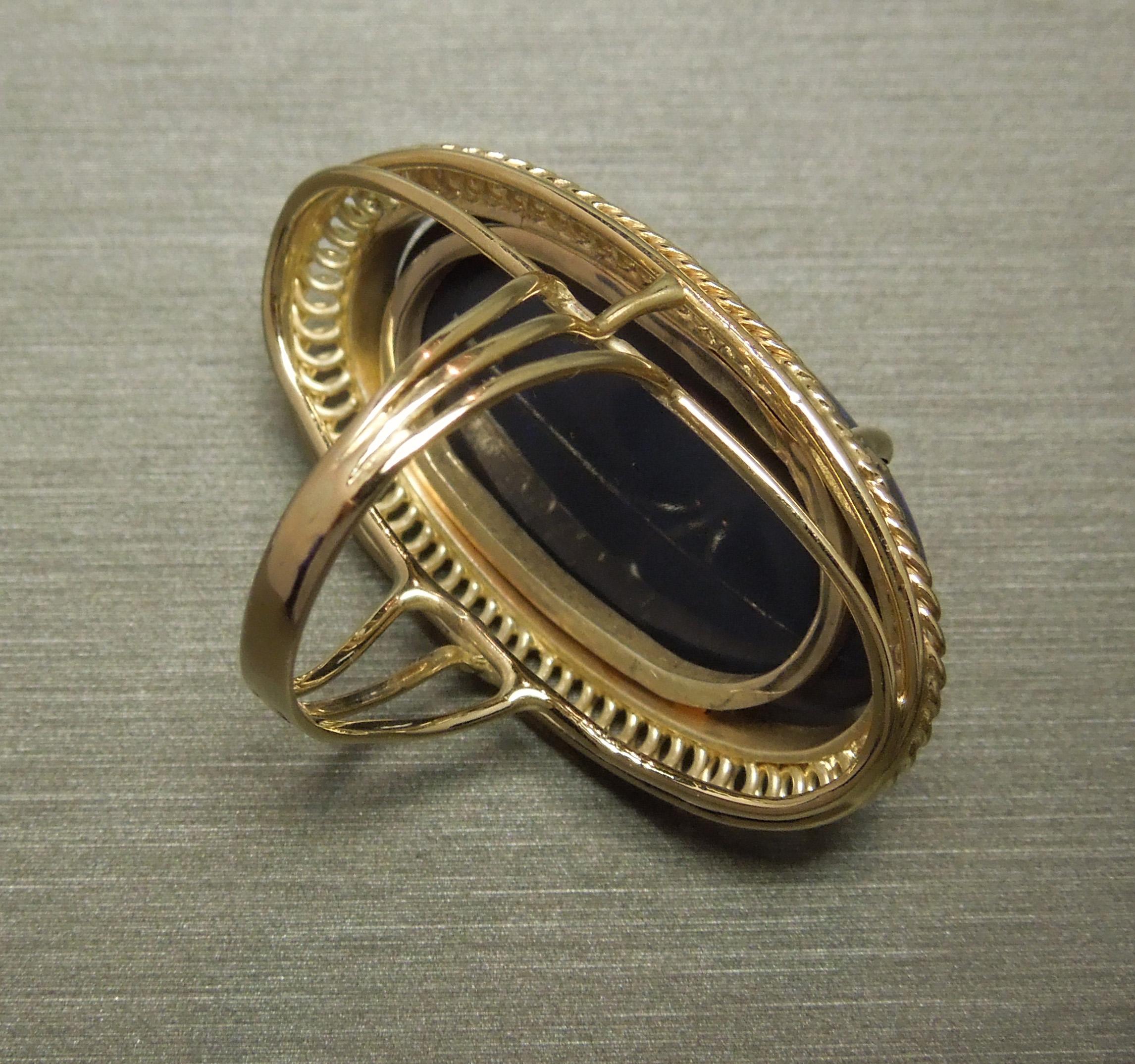19.15 Carat GIA Midnight Black Opal 18 Karat Gold Ring For Sale 3