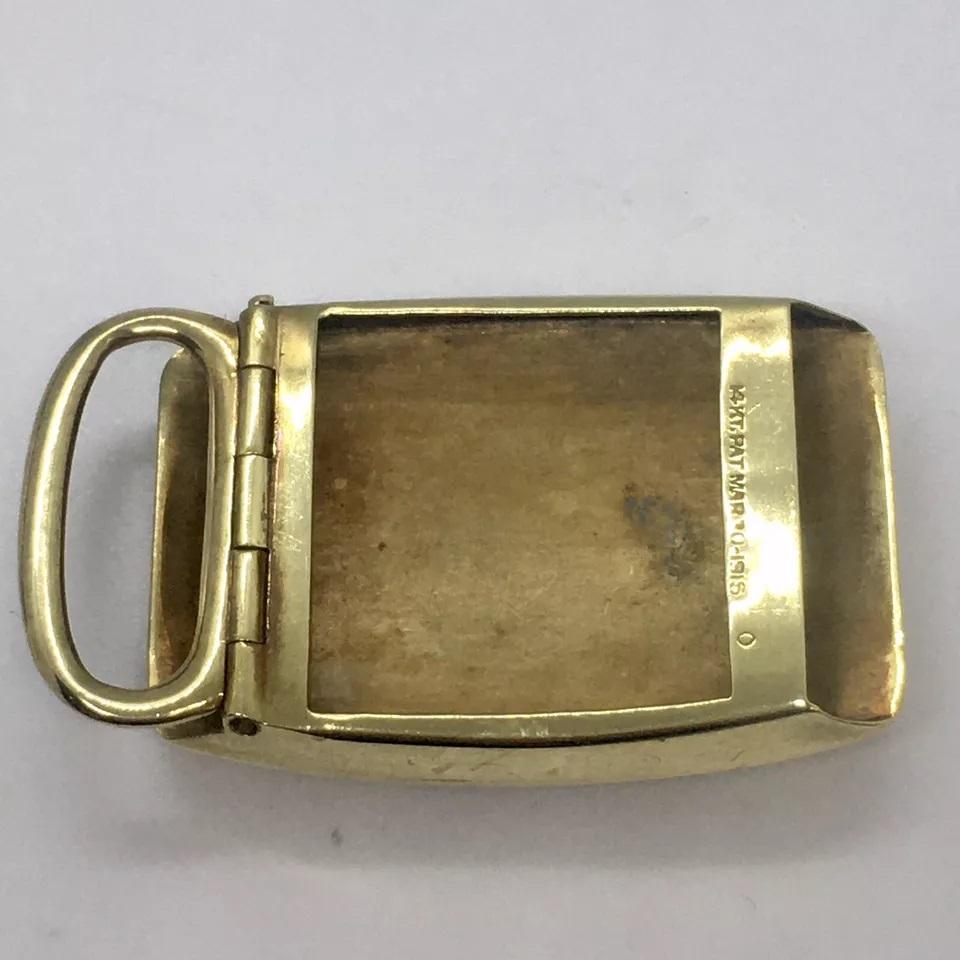 1915 Copyright 14k Yellow Solid Gold Belt Buckle Art Deco Era American 
American Made 
Weighing 18.3 gram
Engraved 