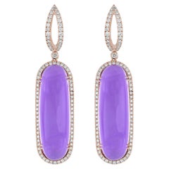 19.15 Karat Amethyst und Diamant länglicher Ohrring aus 14 Karat Roségold