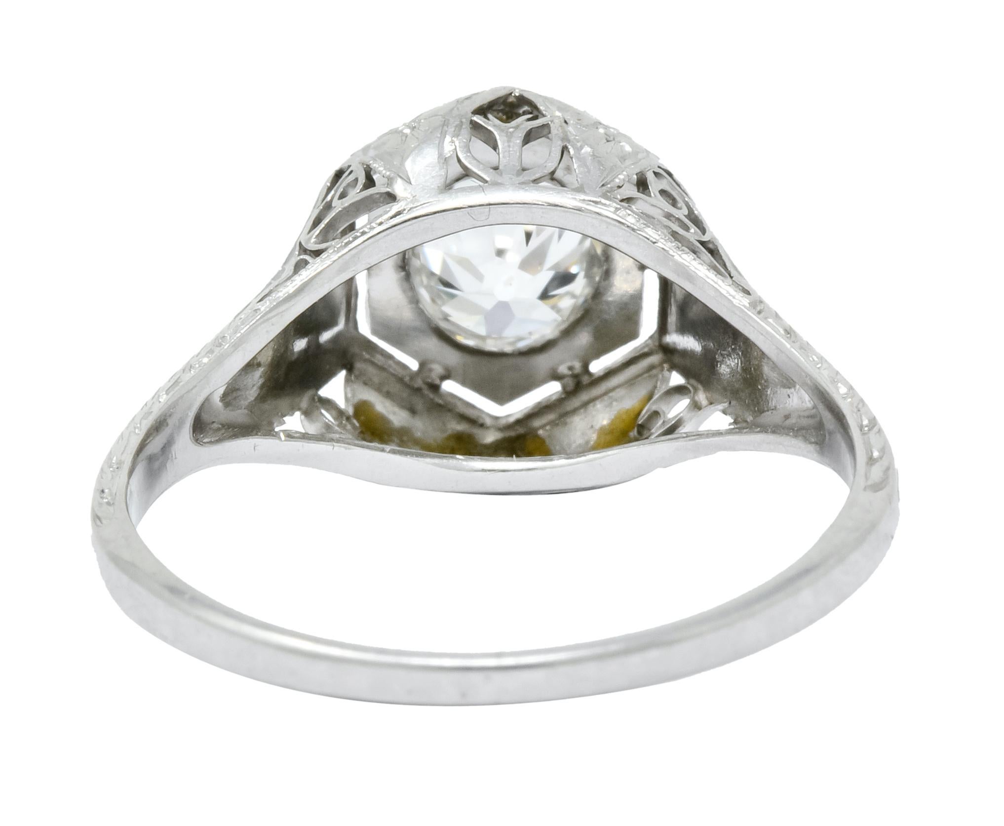 Old European Cut 1915 Edwardian .63 Carat Diamond Platinum Engagement Ring