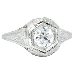 1915 Edwardian .63 Carat Diamond Platinum Engagement Ring