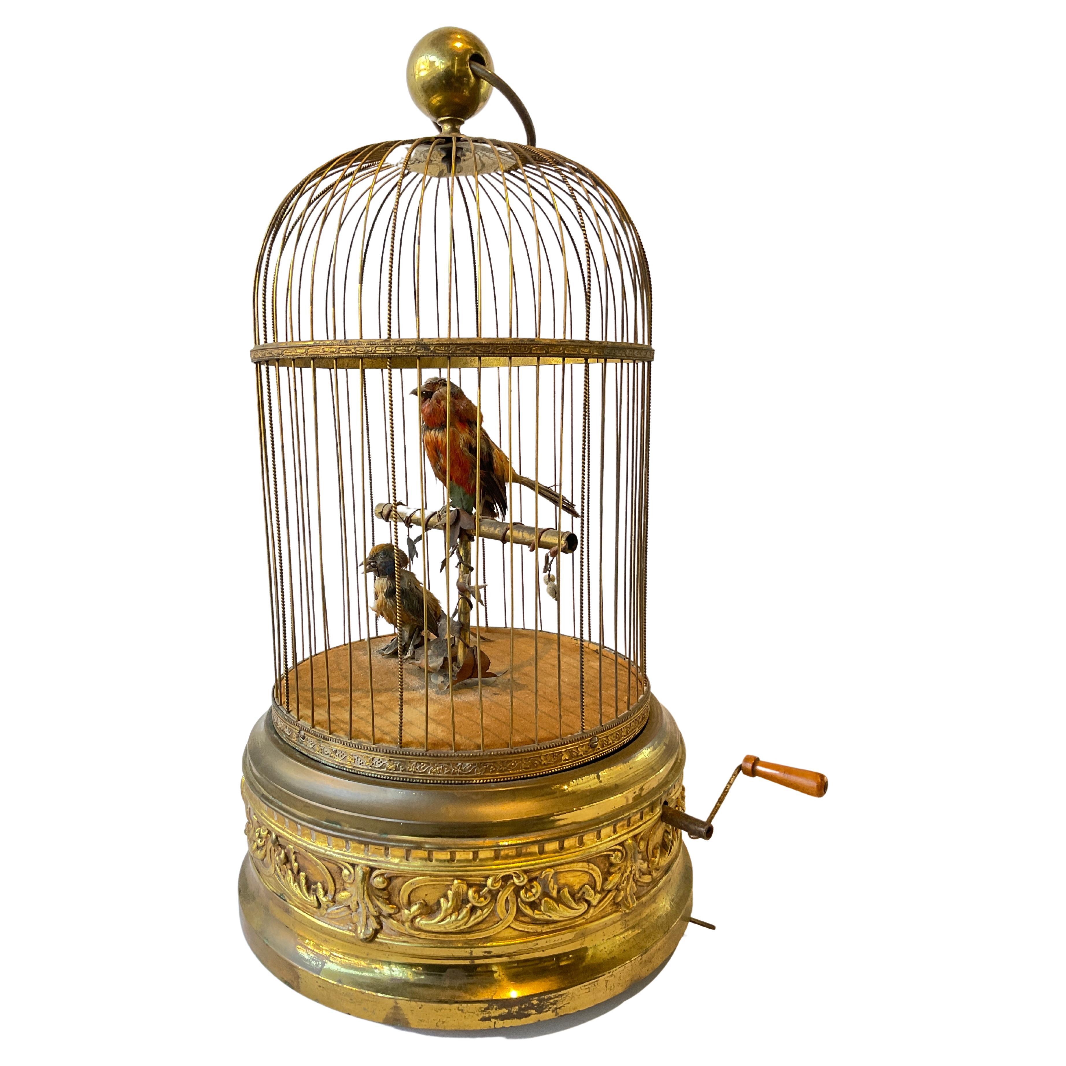 1915, French Automaton Singing Birds in Birdcage