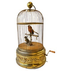 1915, French Automaton Singing Birds in Birdcage