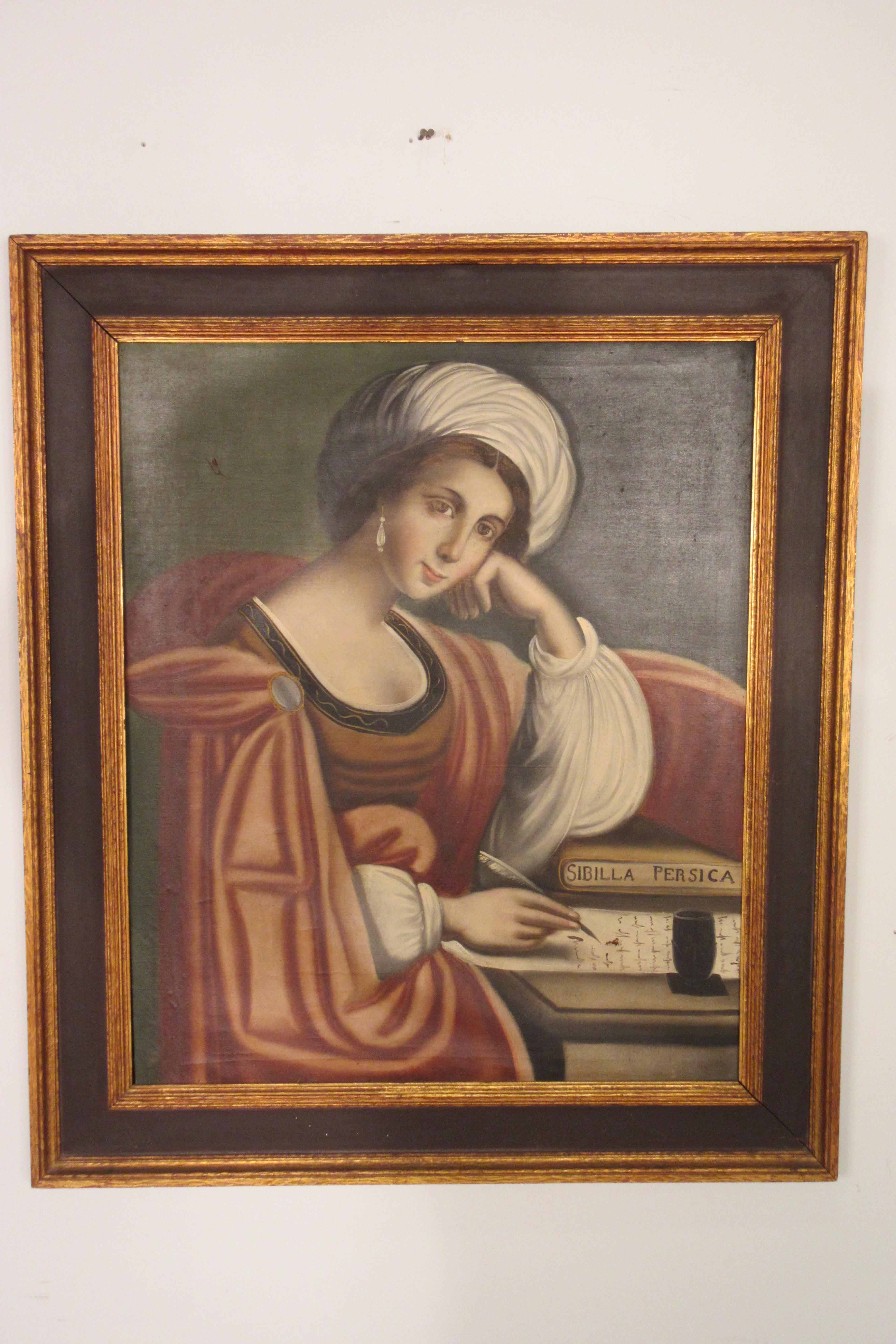 1915 Oil Painting of Sibilla Persica in Irving and Cason A. H. Davenport Frame 3