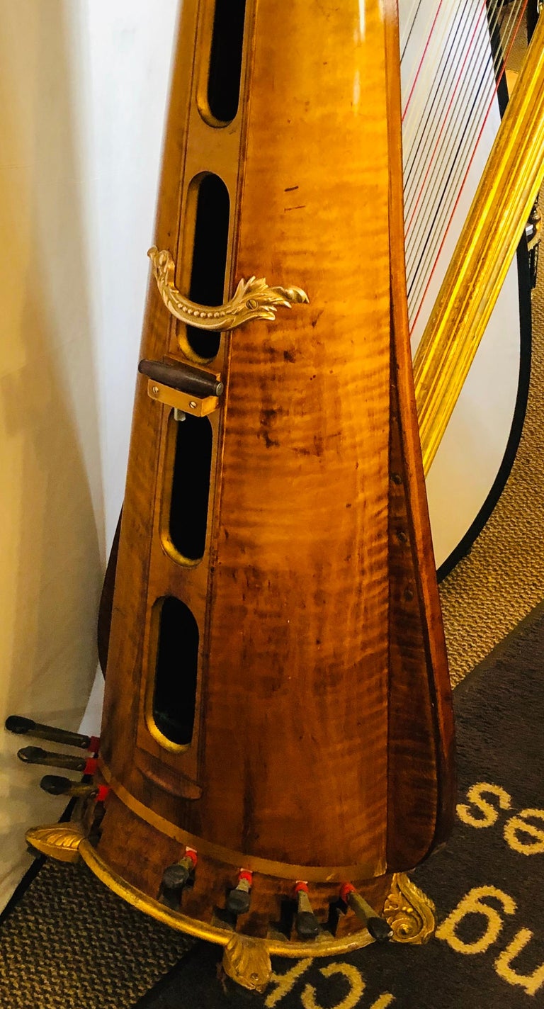 1915 Premium Style 23 Gold Lyon and Healy Concert Grand Harp For Sale