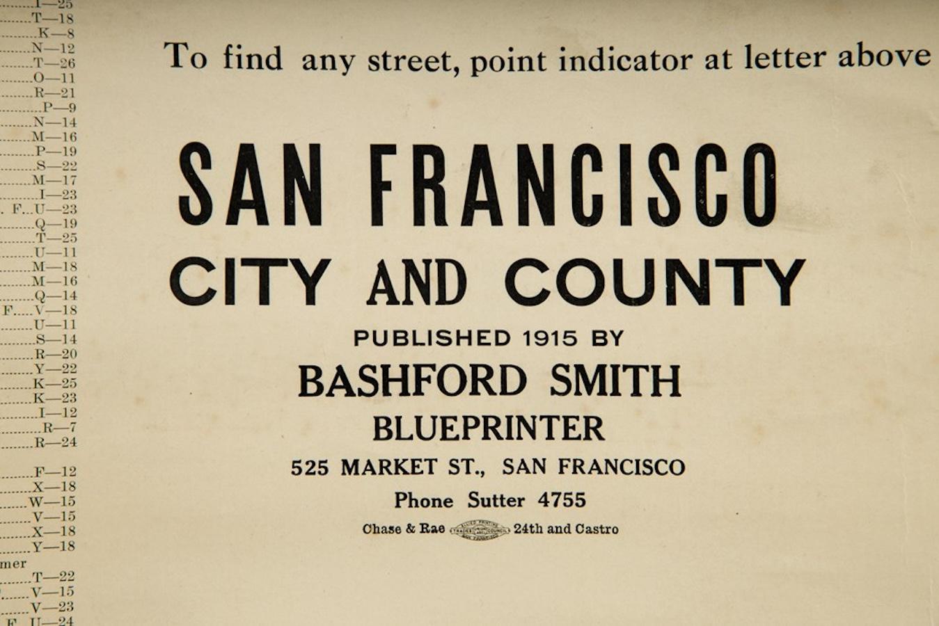 Hängekarte „San Francisco City and County“ von W. Bashford Smith, 1915 im Angebot 2