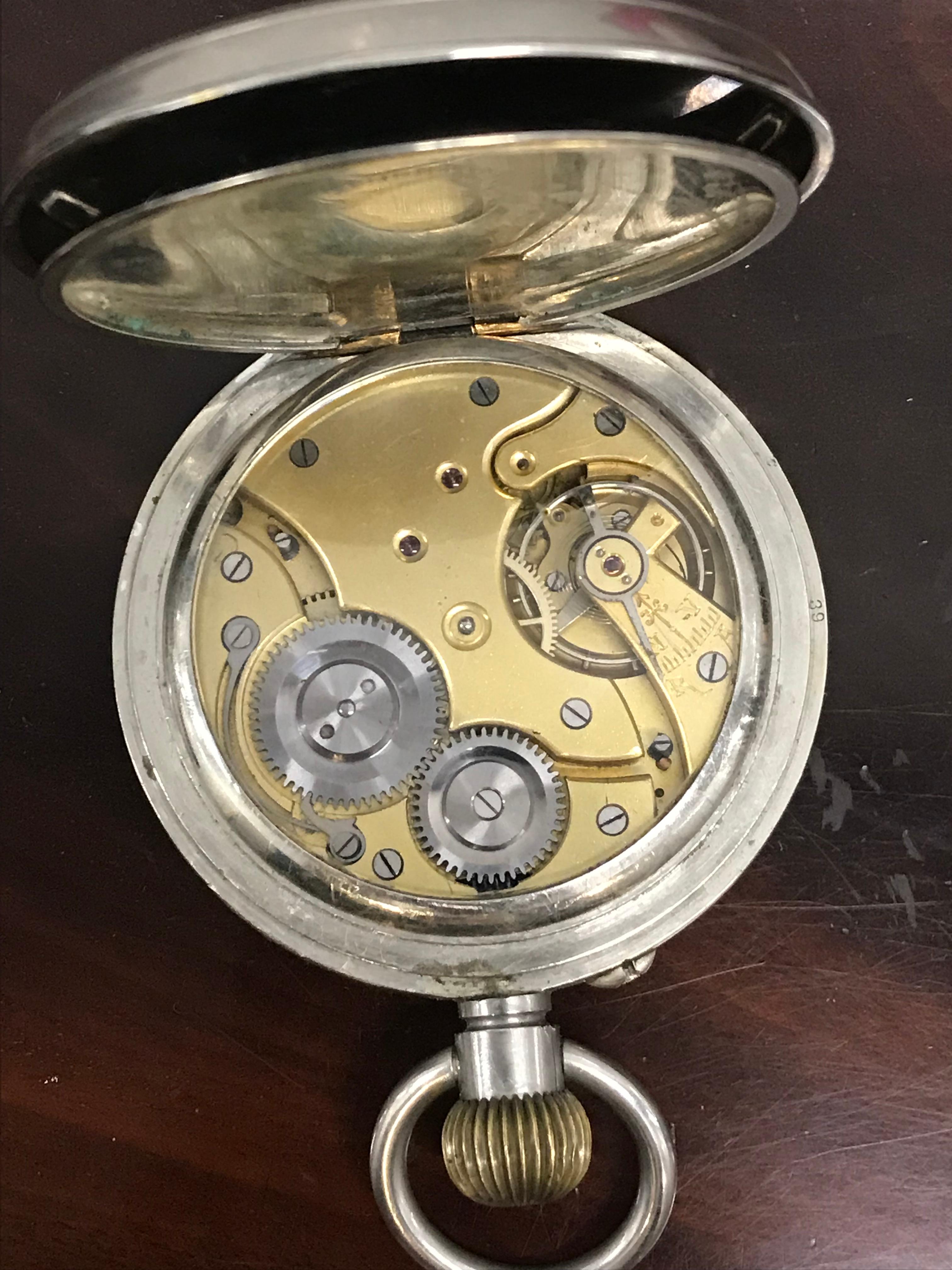 1915 Sterling Silver and Tortoise Shell Case Asprey London Goliath Pocket Watch 9