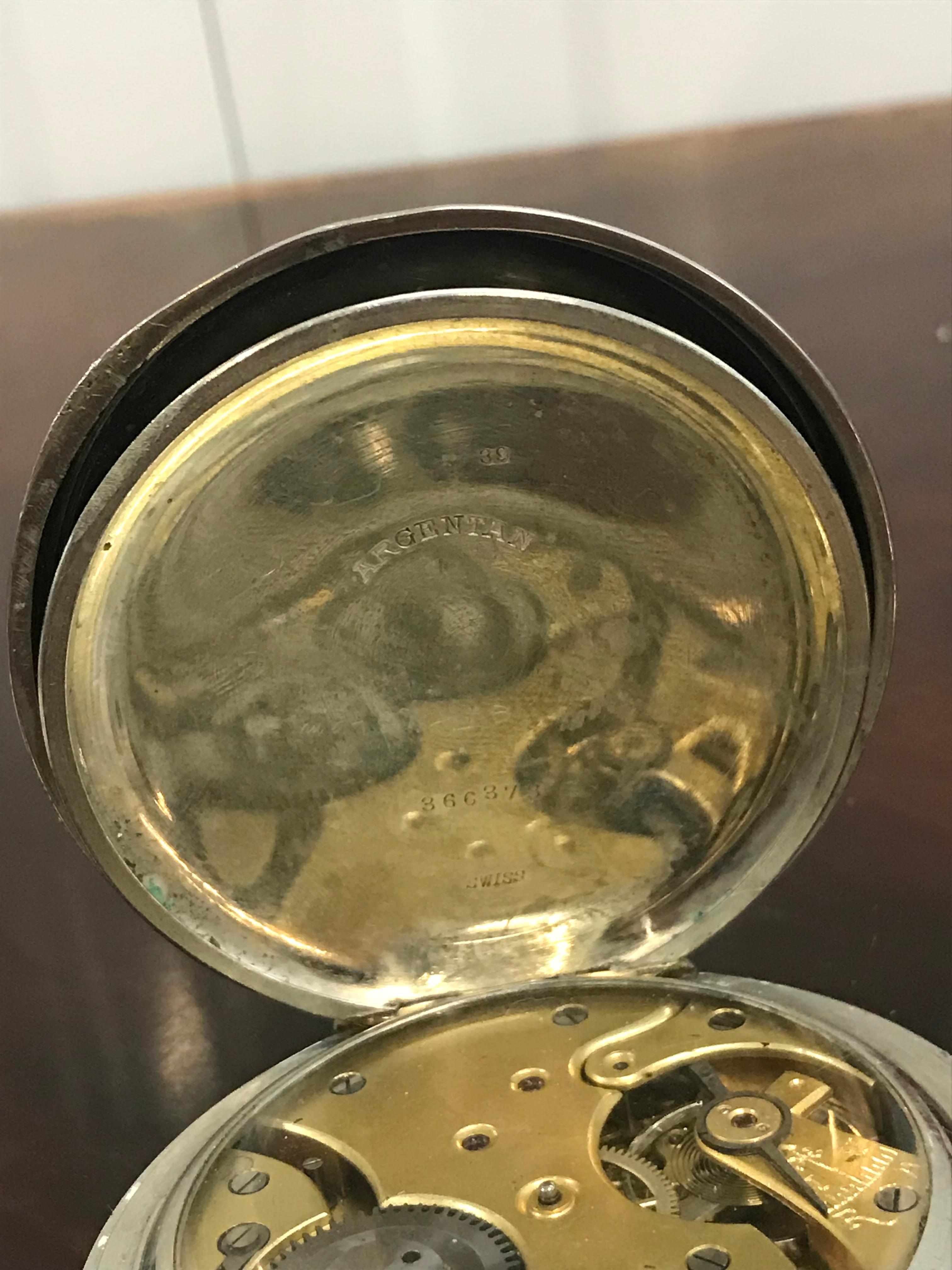 1915 Sterling Silver and Tortoise Shell Case Asprey London Goliath Pocket Watch 12