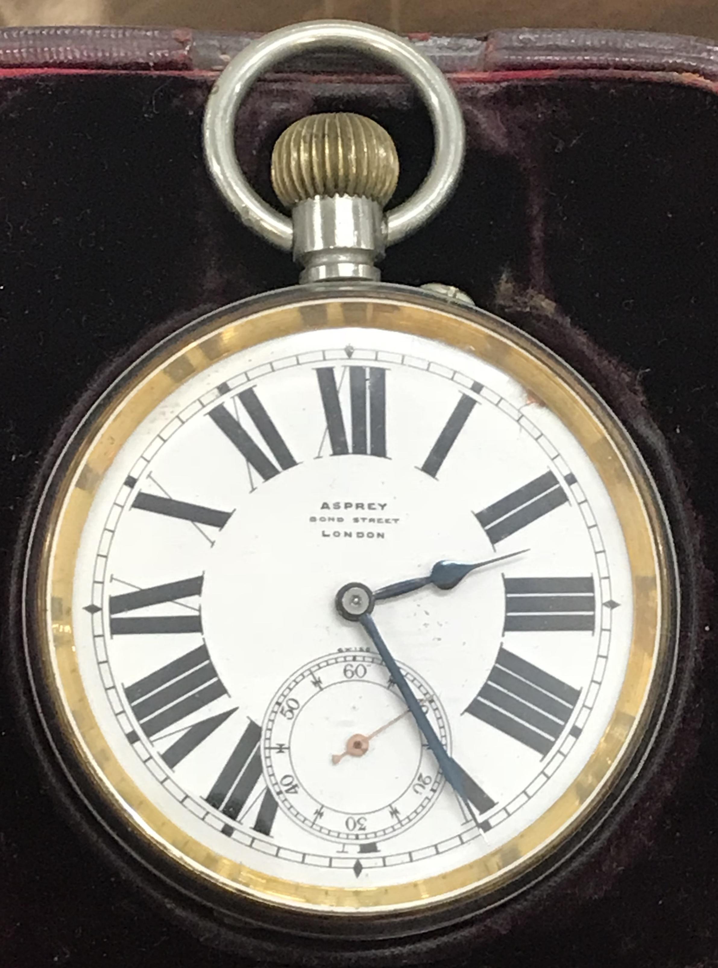 Early 20th Century 1915 Sterling Silver and Tortoise Shell Case Asprey London Goliath Pocket Watch