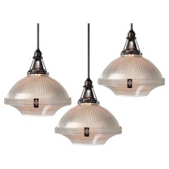 Antique 1915 Two-Piece Holophane/Curtis 12 Inch Pendants