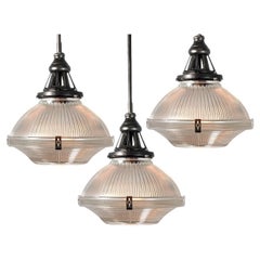 Antique 1915 Two-Piece Holophane/Curtis 9.75 Inch Pendants