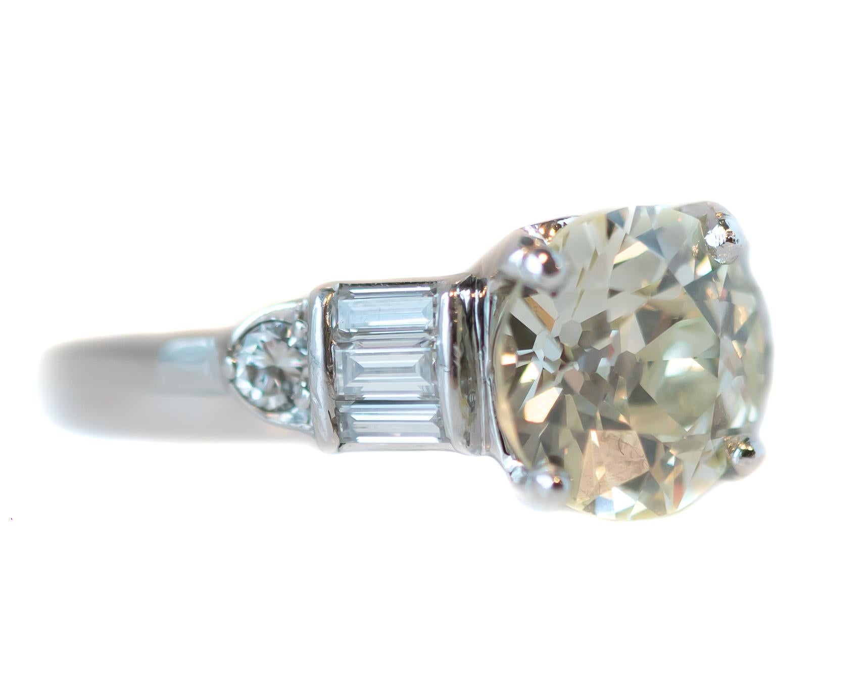 Art Deco 1915s GIA Certified 2.22 Carat Old European Round Diamond Platinum Ring