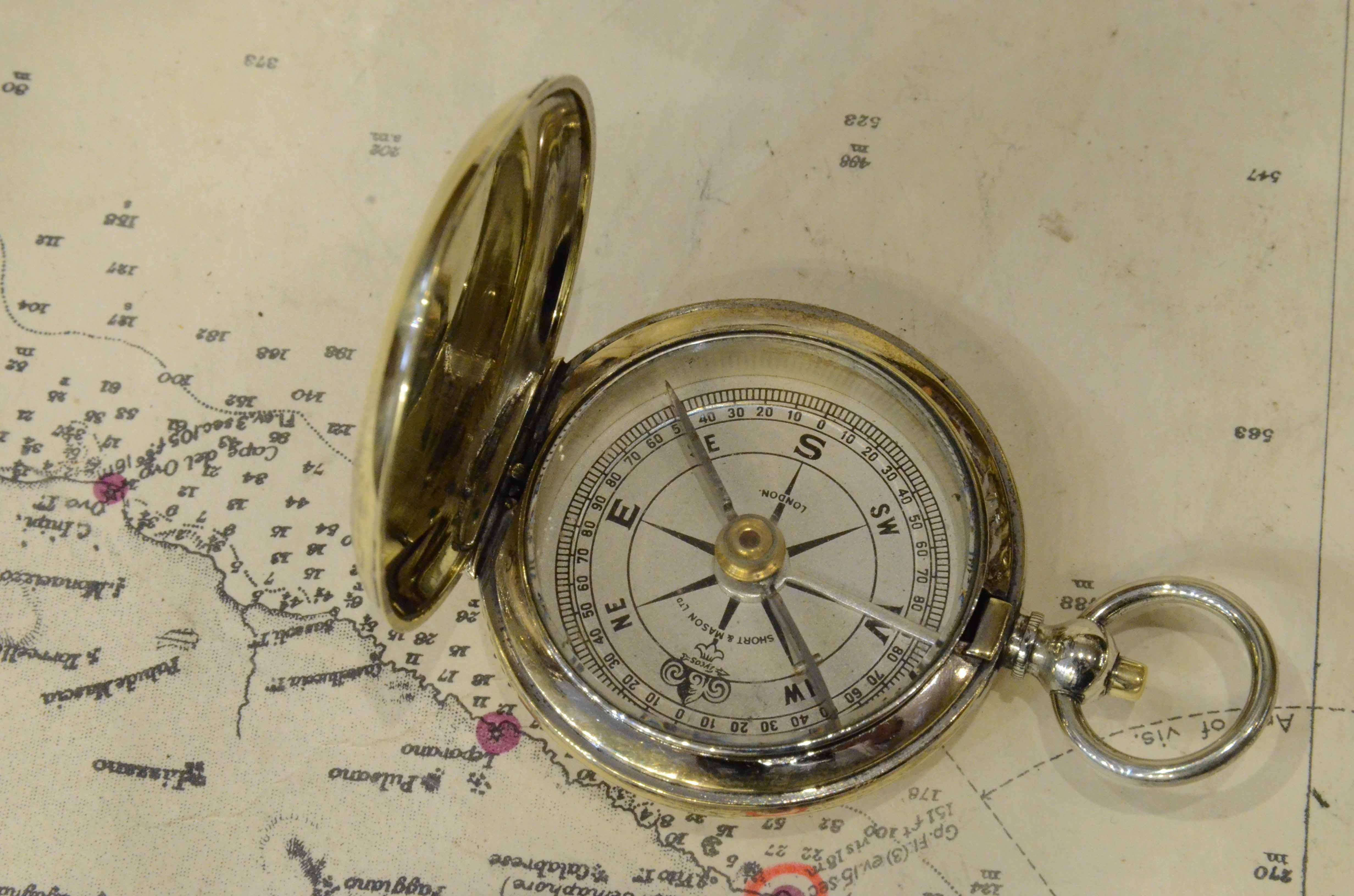 1915s Magnetic Pocket Compass Short & Mason Antique Scientific Instrument 6