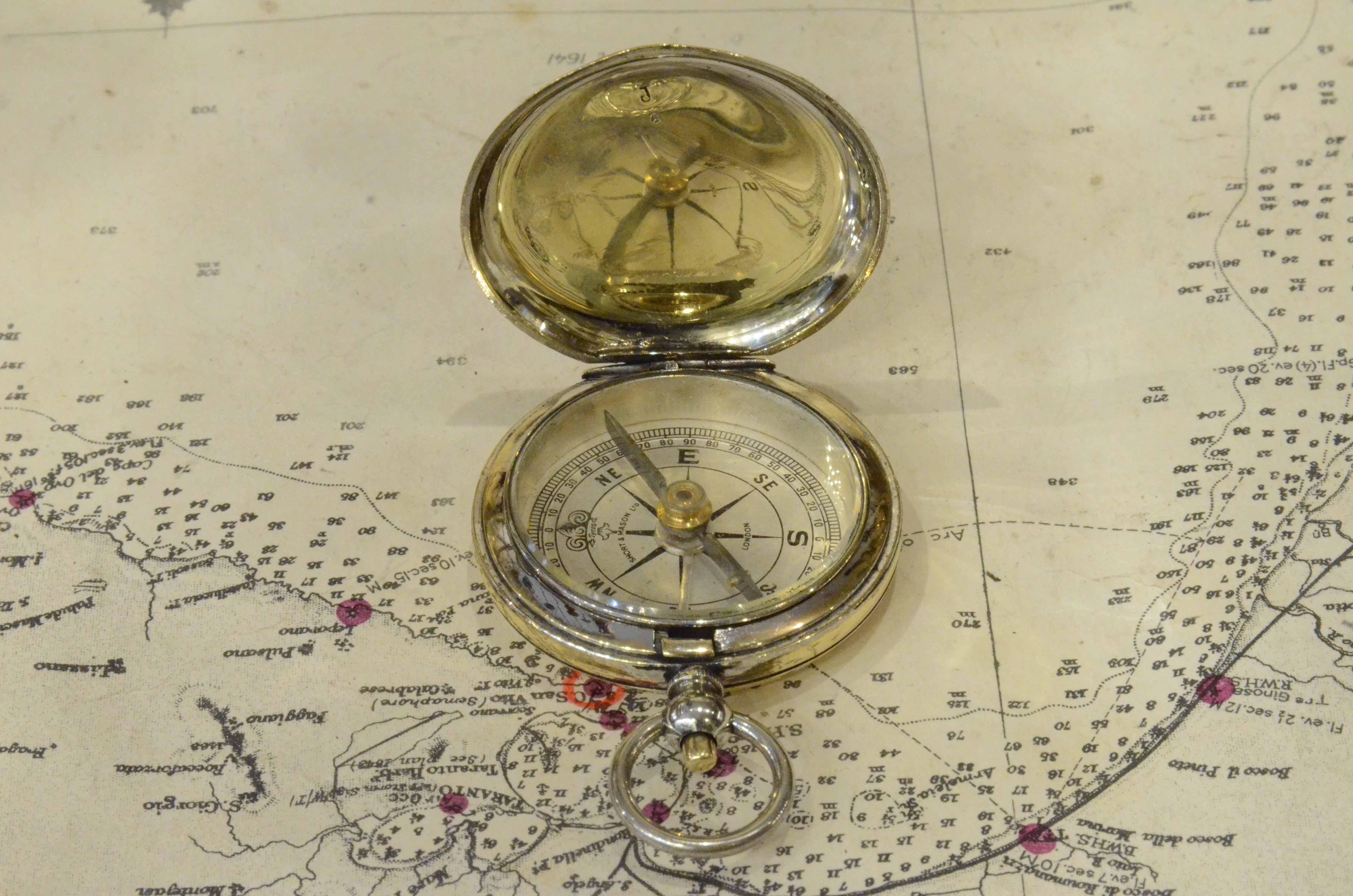 Early 20th Century 1915s Magnetic Pocket Compass Short & Mason Antique Scientific Instrument