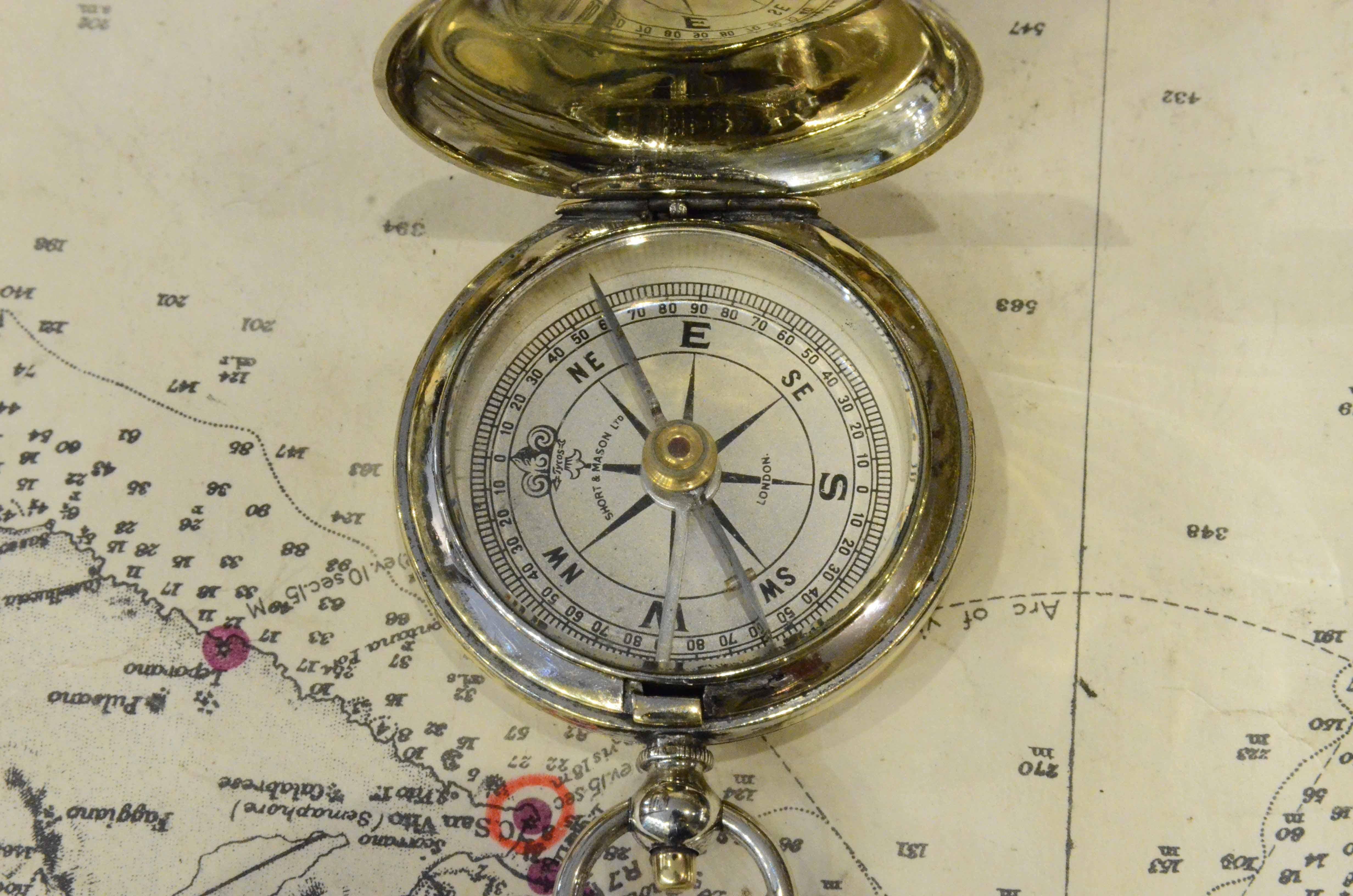 1915s Magnetic Pocket Compass Short & Mason Antique Scientific Instrument 1
