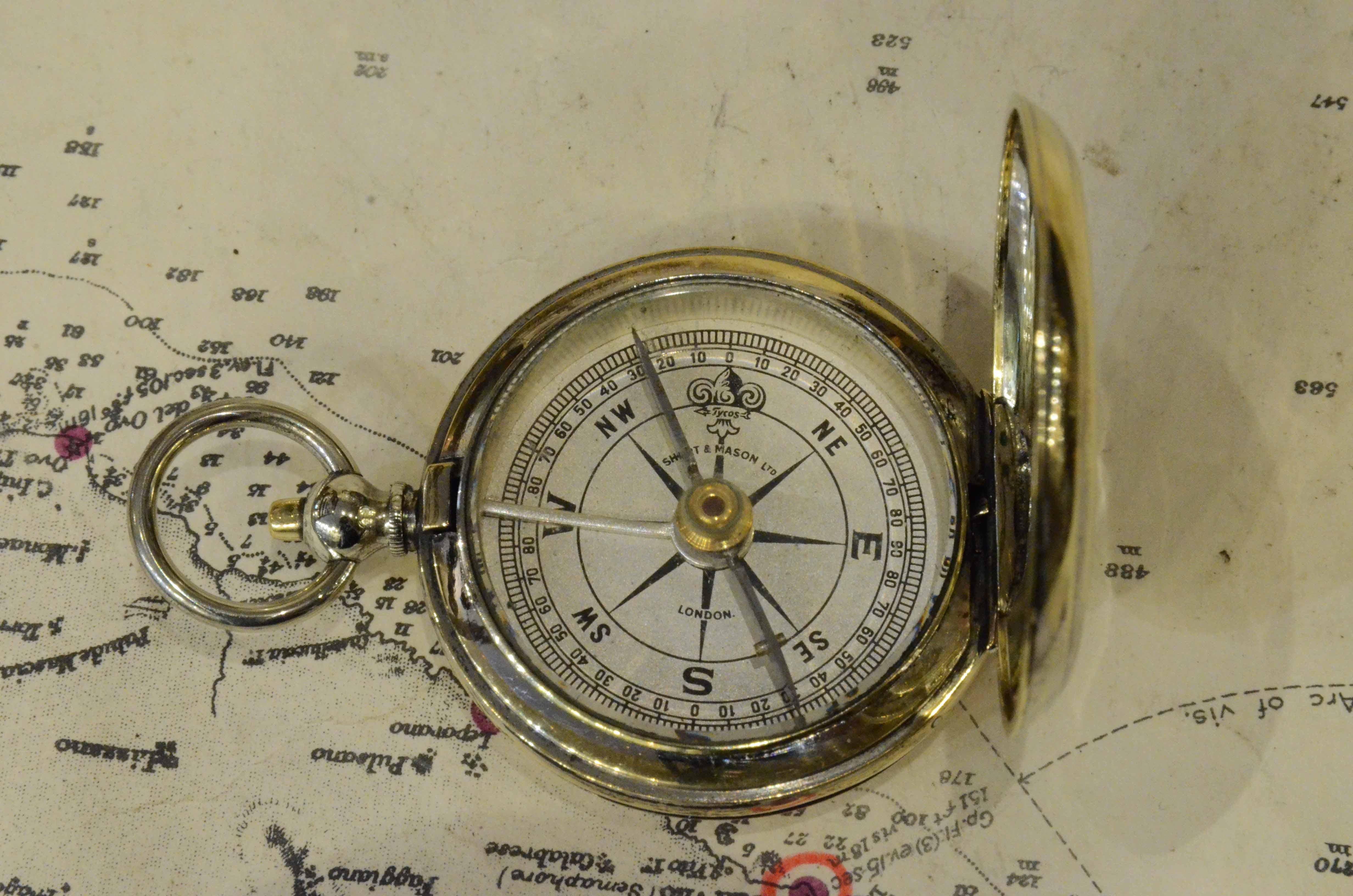 1915s Magnetic Pocket Compass Short & Mason Antique Scientific Instrument 4
