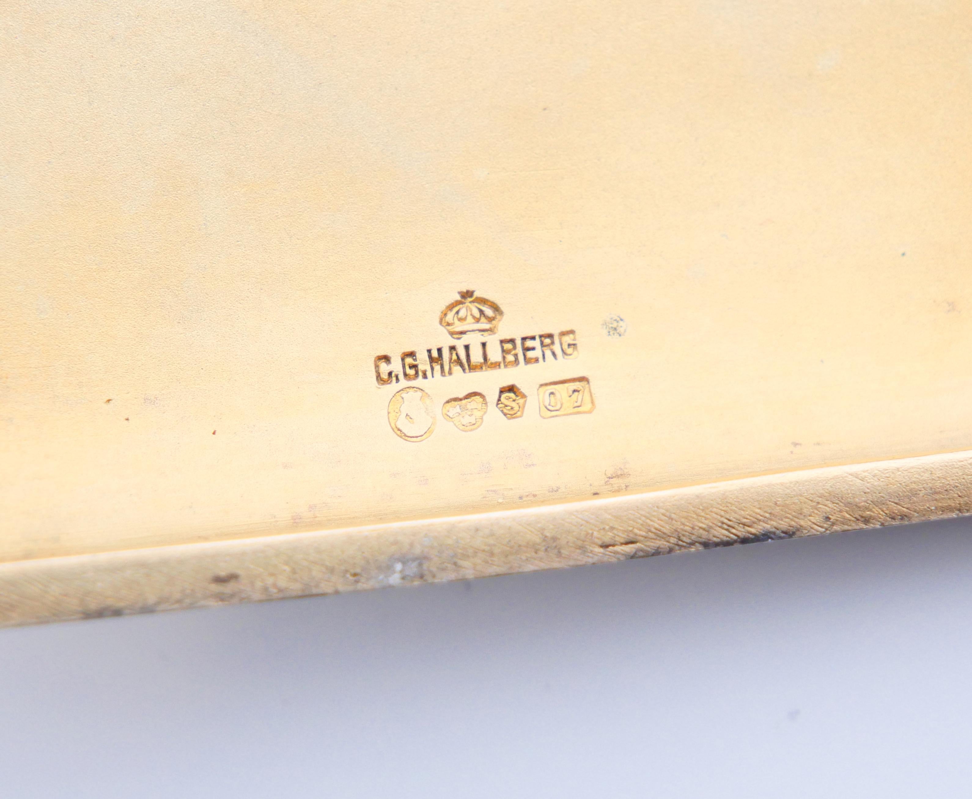 1916  Caja de cigarrillos Baron von Leuhusen Plata 0,85 ct Zafiro Oro /132gr en venta 6